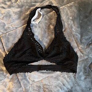 Black halter lace bralette